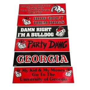 6 Vintage Georgia Bulldogs bumper stickers Decals